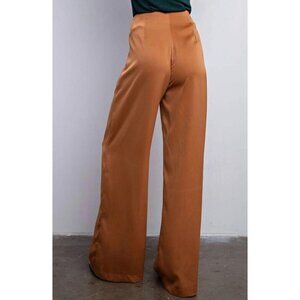 Women Glam Kyle High Waisted Wide Leg Dress Pants in Camel-Brown Size XL